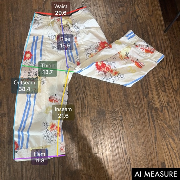 FREE PEOPLE Printed Fresh Start Pants - Size Medium Barrel Wide Leg Activewear - Picture 6 of 9